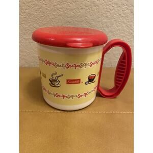 Vintage Campbells Soup Plastic Mug with Lid 12oz Microwaveable